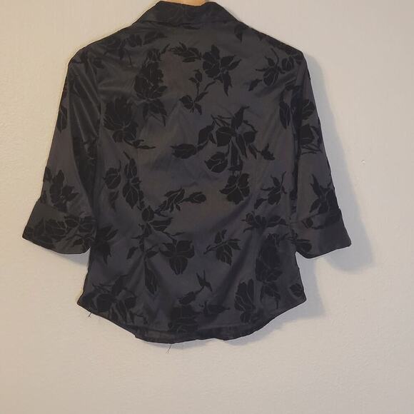 Vintage Street Code Womens L Black Velour Floral Pattern Grunge 90's Y2K - Picture 2 of 5